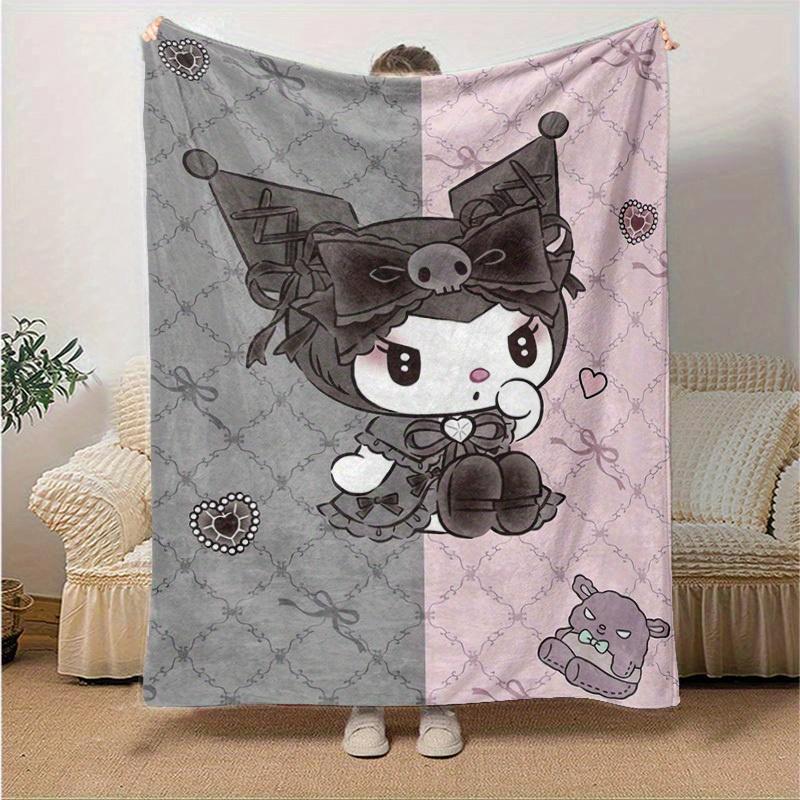

1pc, Sanrio Cute Gothic Bunny Home Decor Blanket: Perfect Gift for Bedroom, Living Room, Travel, Camping, Car, Beach, Office Naps. Cozy Flannel Throw 130x150cm