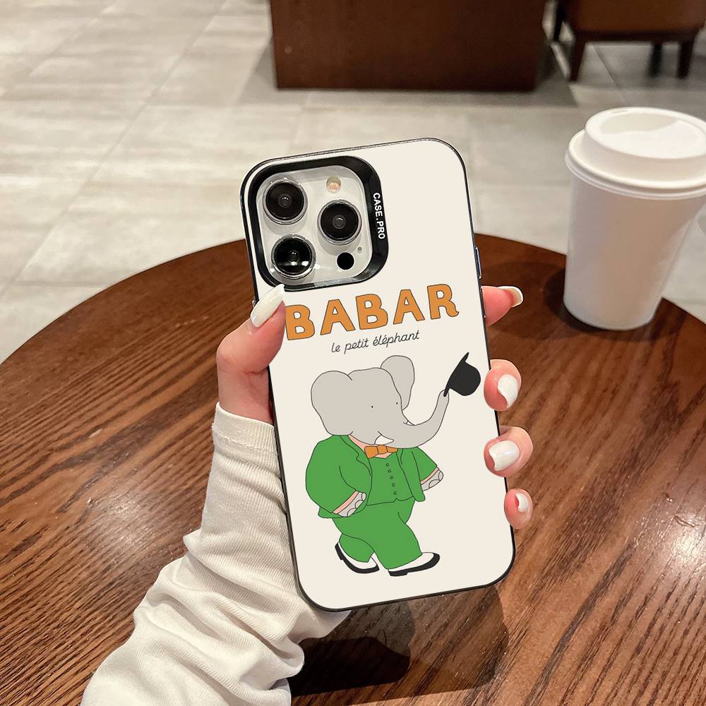 

Cartoon Babar The Elephant Phone Case For IPhone 16 15 14 13 12 11 17 Pro MAX Plus Pro Matte Shockproof Cover iPhone 15pro max