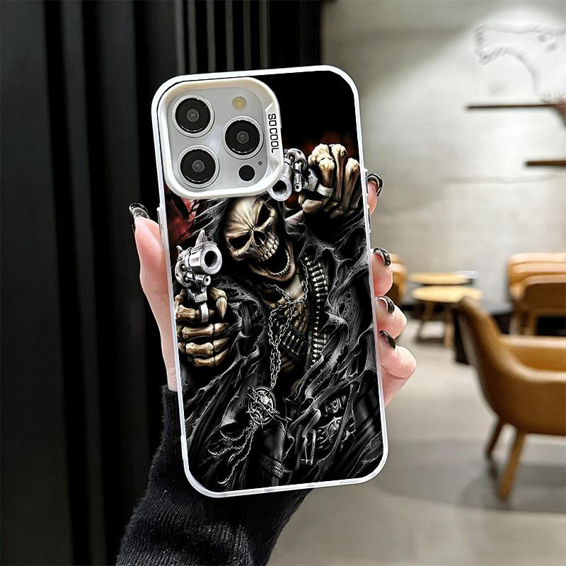 Reaper Skull Skeleton Gun Soft Phone Case for iPhone 15 16 17 Pro Max 17Air 16E 14 Plus 13 12 Mini Shockproof Cover Back Shell