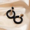 Simple Niche Design Earrings, Beach Vacation Wind Woven Earrings, Straw Woven Hollow Round Exaggerated Personalized Earrings