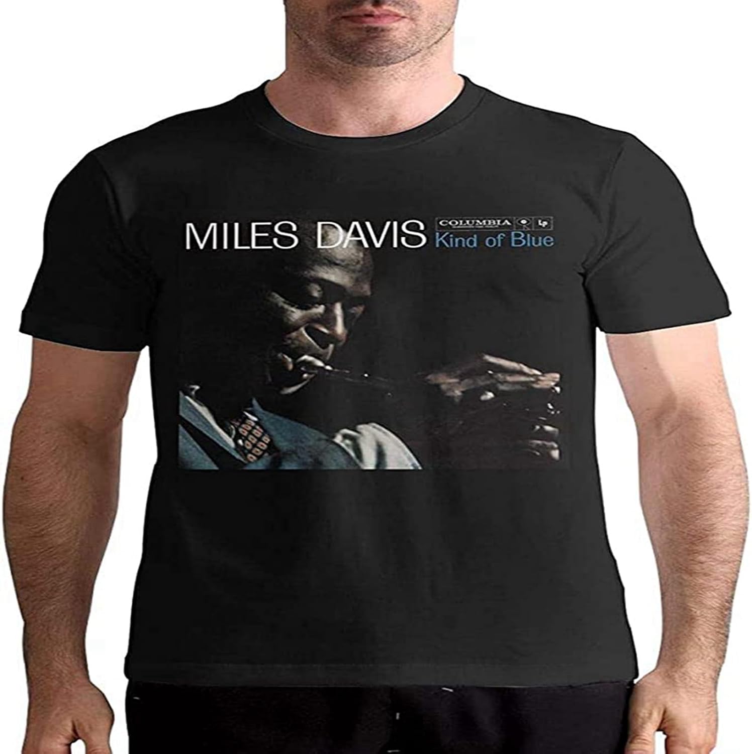Men s Mans Miles Davis Kind of Blue Music Band T Shirt Black M чёрный