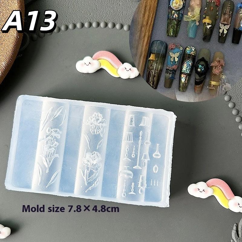 1Pc Chain Ice Flower Butterfly 3D Acrylic Mold Nail Art Decorations Diy Design Silicone Nails Mold