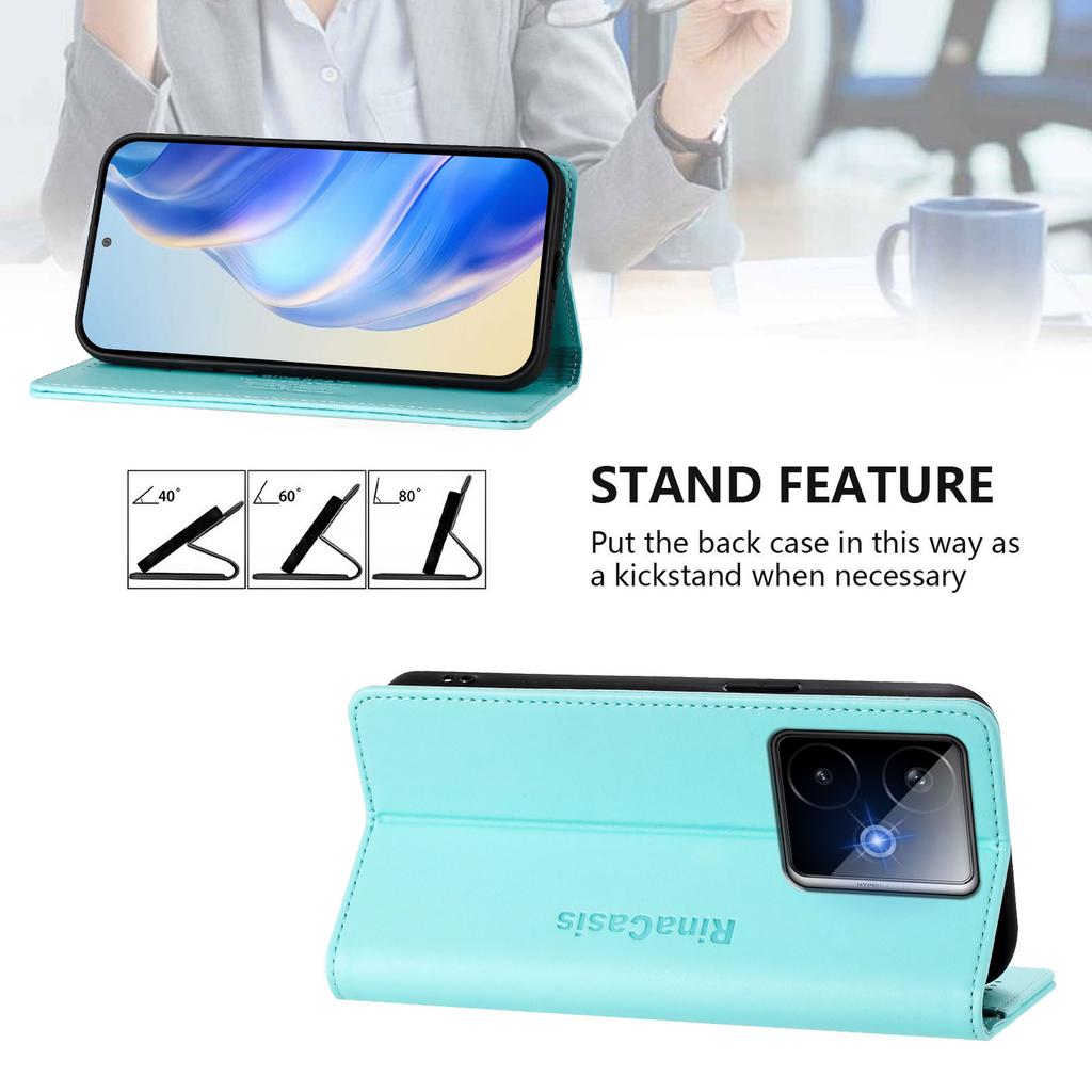For Realme GT7 Pro Racing 5G Leather Case RINACASIS RC01 Phone Cover with RFID Blocking Wallet Stand