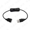 22AWG Pure Copper USB Power Extension Cable with Switch - Black