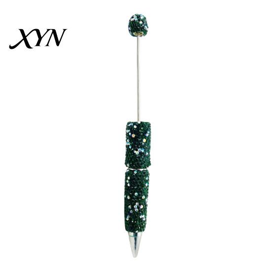 Decorative Beaded Pen Diamond Beadable Pens, Bling Rhinestone DIY Bead Pen, Crystal Shaft Craft Black Ink Ballpoint Pens for Decorations Office School