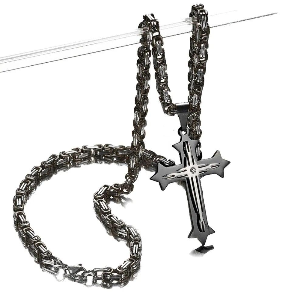 Collana CIONDOLO con CROCE BAROCCA in ARGENTO TIBETANO