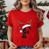 Fashion Christmas Alphabet Santa Reindeer Print T-Shirts Fashion Clothing Short Sleeve T-shirt Christmas Party Trend Women Tops