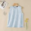 Women Casual Round Neck Summer Lace Crochet Patchwork Sleeveless Tank Tops