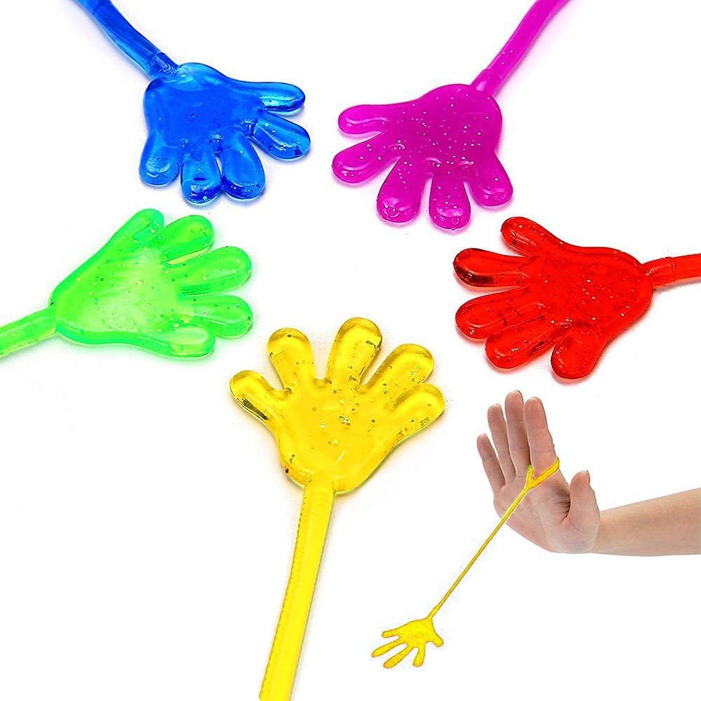 DoDoMagxanadu 14 Pack Assorted Stretchy Sticky Toy Kids’Party Favor Packs, Stretchy Sticky Hand Basket Fillers Novelty Fidget Toy Stocking Stuffers