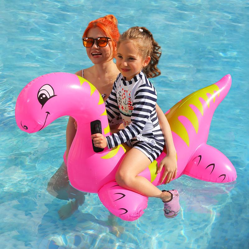 Children's Inflatable Dinosaur Mount, Infant Water Play Toy, Pvc Inflatable Floating Raft Mount with Handle
