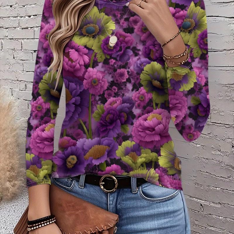 Womens Round Neck 3D Dinosaur Print Tee - Casual Fit 7/8 Sleeve 2025