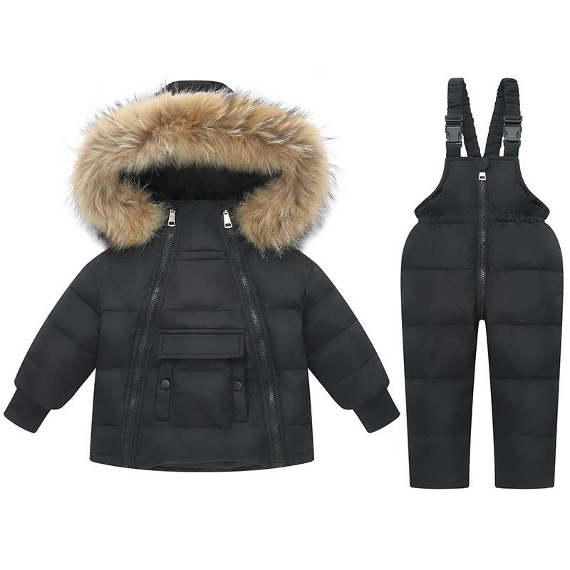 Winter Down Jacket Pants Set for Kids Toddler Boys and Girls – 90% White Duck Down, Waterproof, Windproof, Removable Hood, 1–6Y