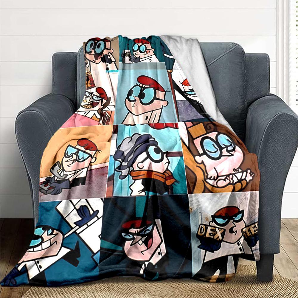 1 Stück Dexter's Labor Gemütliche Print-Decke Leichte Warme Flanell-Kuscheldecke für Sofa, Bett, Wohnzimmer