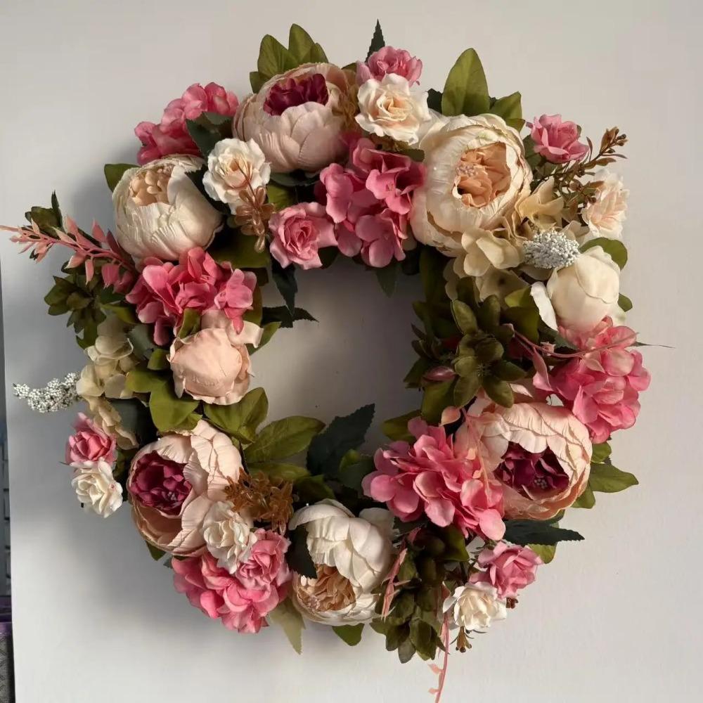 Artificial Peony Wreath Garland Rattan Home Decor Wedding Wreath Flower Home Door Decoration Wedding Centerpieces for Tables