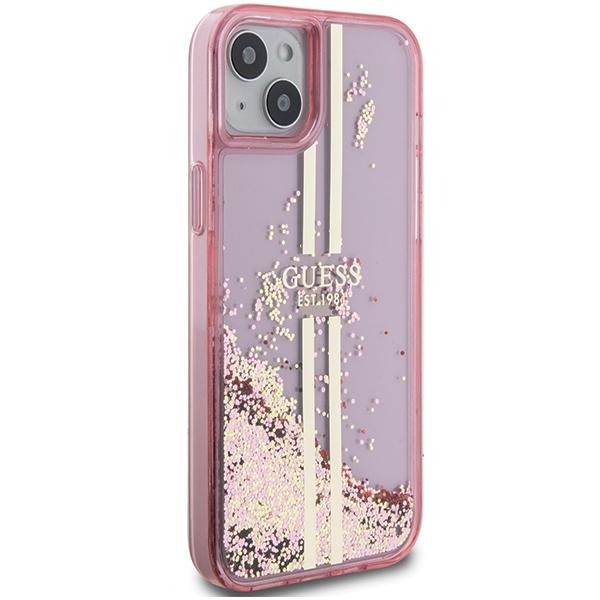 Guess Guhcp15Mlfcsegp Iphone 15 Plus / 14 Plus 6.7 Różowy/Pink Hardcase Liquid Glitter Gold Stripes