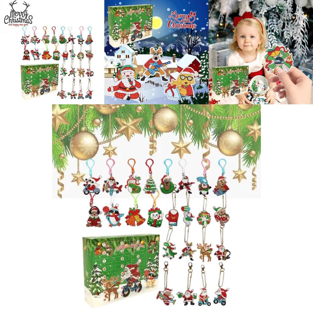 Bunte Acryl-Weihnachtsmalerei-Schlüsselanhänger im Cartoon-Stil Perfekt zum Verschenken in der Weihnachtszeit