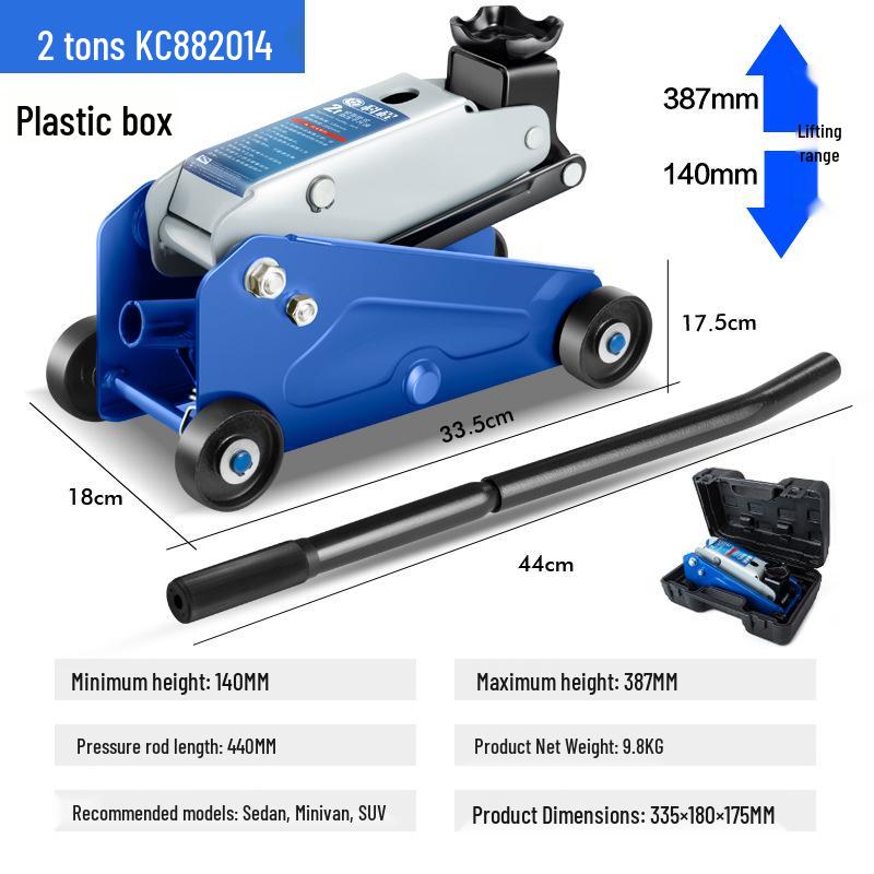 2-Ton Horizontal Hydraulic Car Jack for SUVs – 3T Tire Change Tool