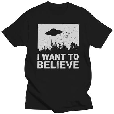 Camiseta Stylish Male The X Files I Want To Believe de Manga Corta de Algodón Camiseta de Alienígena OVNI Área 51 Streetwear Harajuku -...