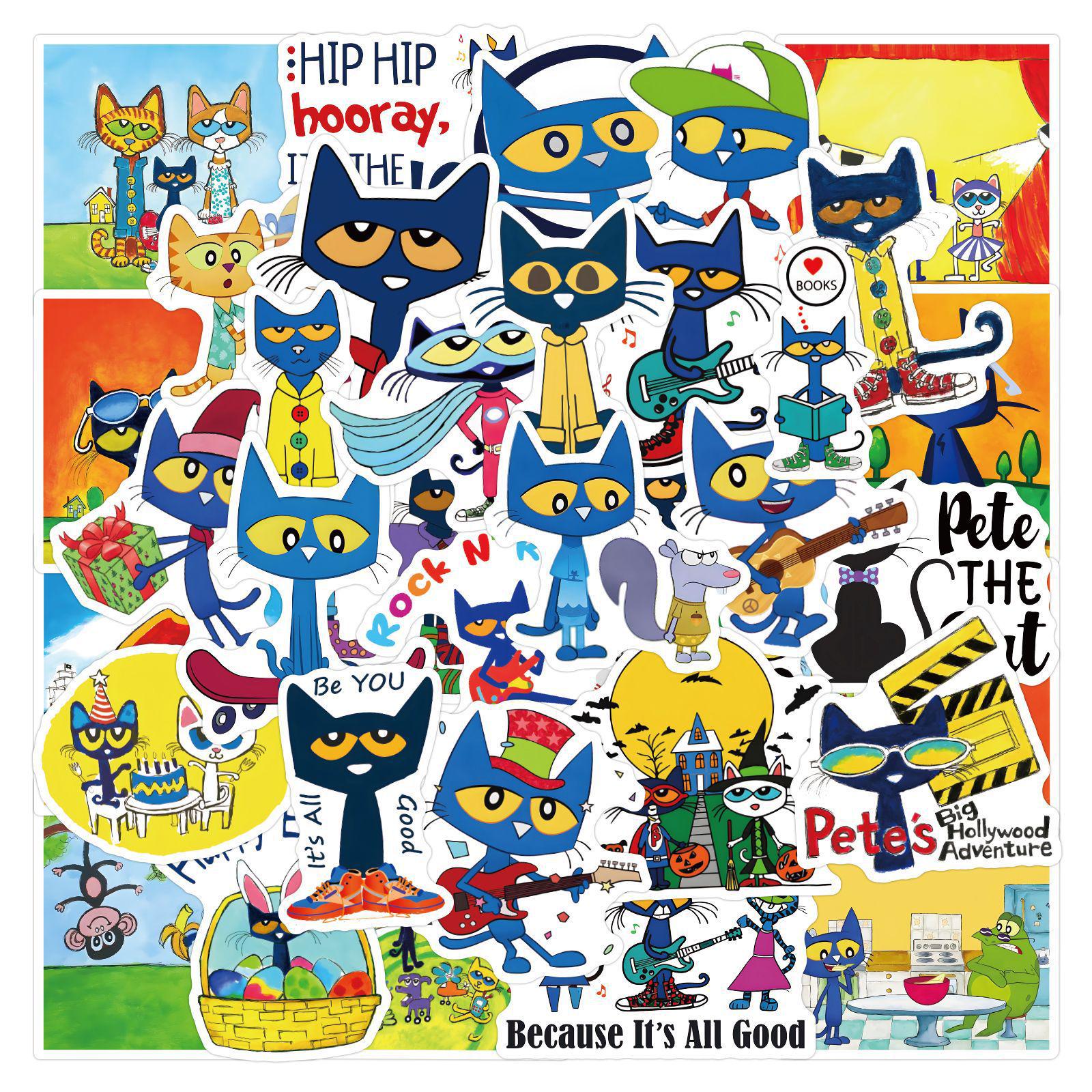 

Pete the Cat 50-Piece Waterproof Sticker Set for Planners, Stationery, Water Bottles, and Computers