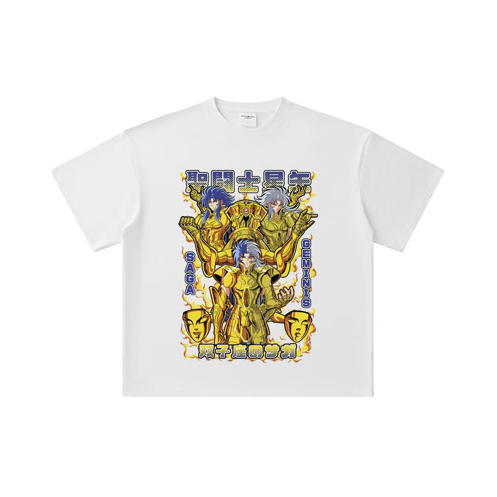 260 GSM Double Yarn 32 Count 100% Cotton Saint Seiya V21 Gemini Print Unisex Heavy Cotton T Shirt