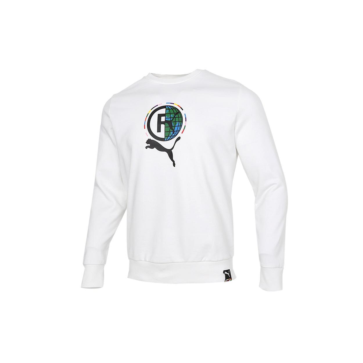 PUMA Game Graphic Crewneck Sweatshirt White Black Green Men s 531416-02 XL