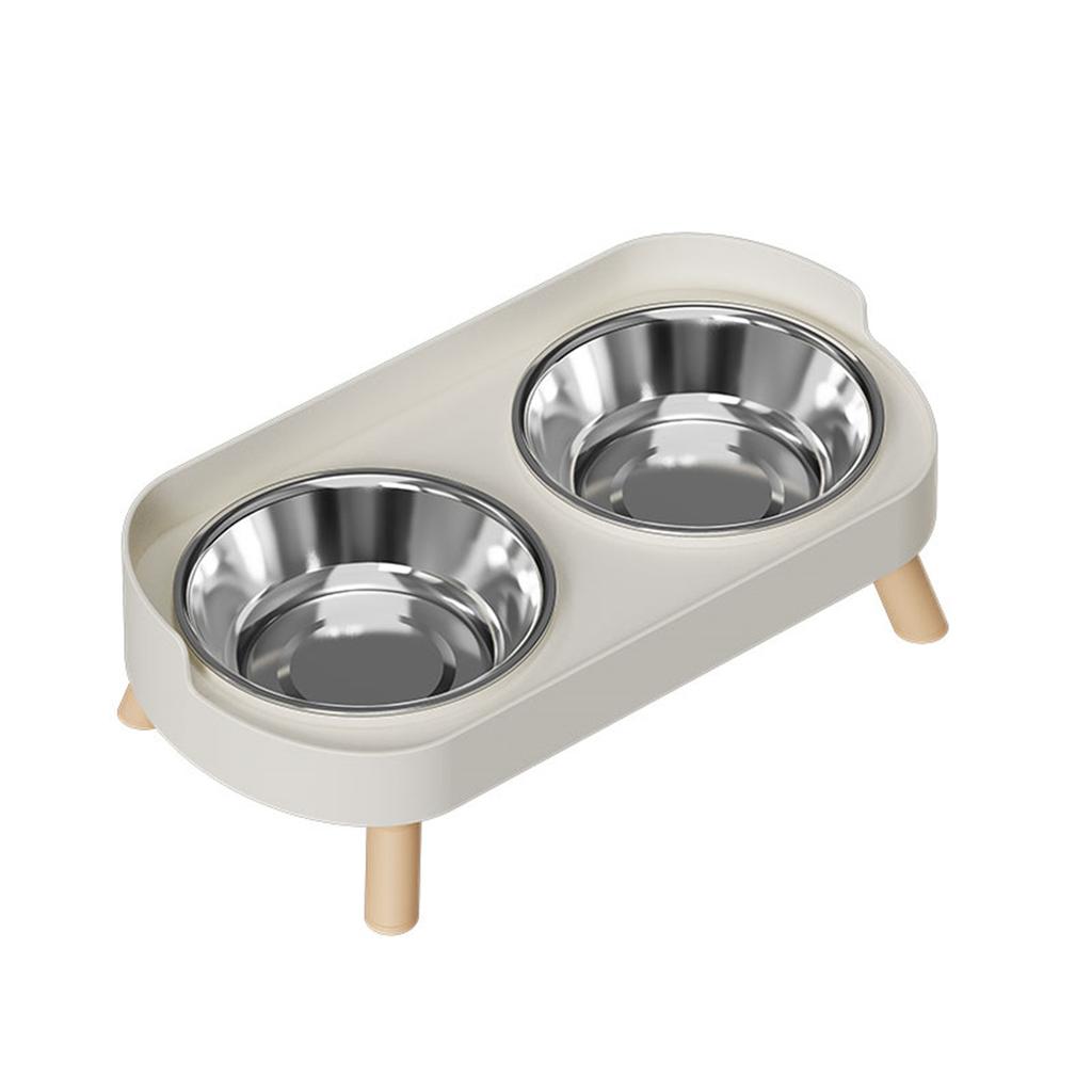 Pet Cat Double Bowl Feeder, Adjustable Height Cat and Dog Water Dispenser, Elevate Feeding Kitten Supplies