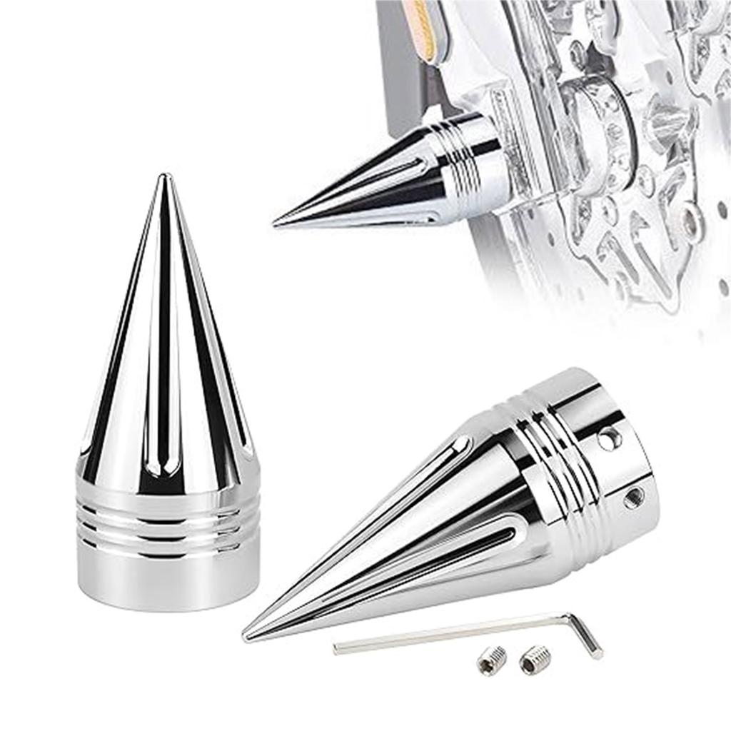 1 Paar Motorrad-Vorderachsmutternabdeckungen für Road King Fat Boy Dyna, Ersatz 3,6 Zoll, links und rechts, Spike-Vorderachskappen