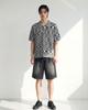 APOSTROPHE COMMA Pentagon Elastic Waist Denim Half Pants_Washed Black