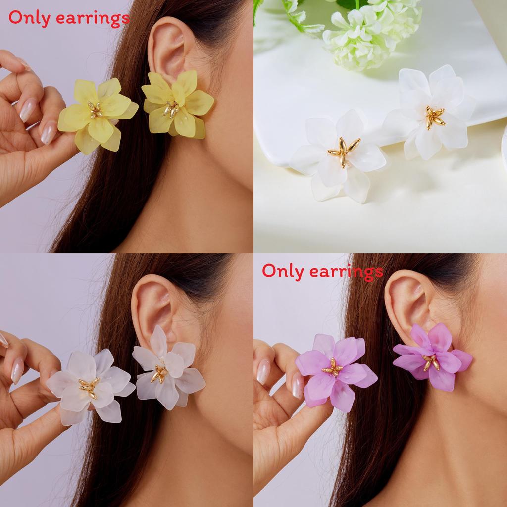 Womens Acrylic Floral Earrings Handmade Geometric Plant Flower Accessories