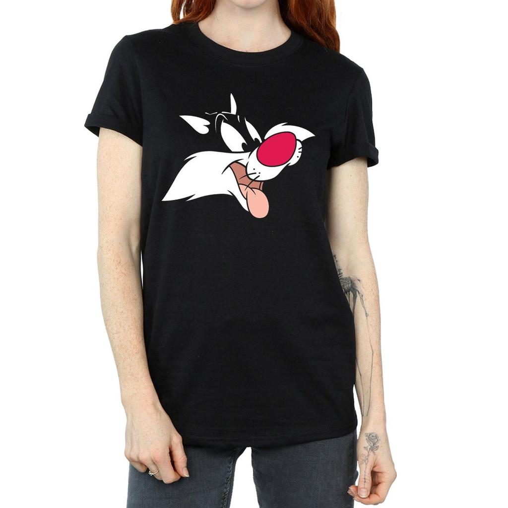 Looney Tunes Womens/Ladies Sylvester Face Cotton Boyfriend T-Shirt