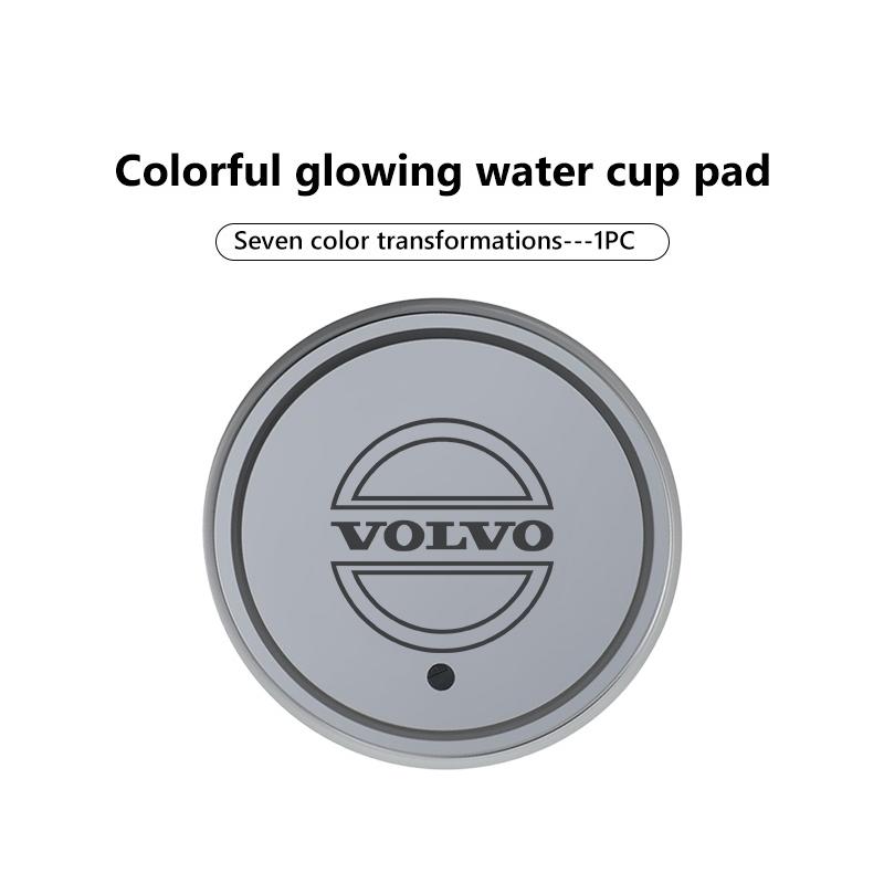 Car LED Cup Holder Mat Glowing Auto Cup Pad Interior Ambient Light For Volvo XC60 XC90 S60 S80 V60 C70 S40 C30 V90 V60 C40 XC40