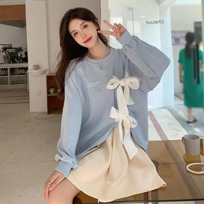 Women's Loose Bow-Tie Pullover Sweatshirt - New for Early Autumn 2024