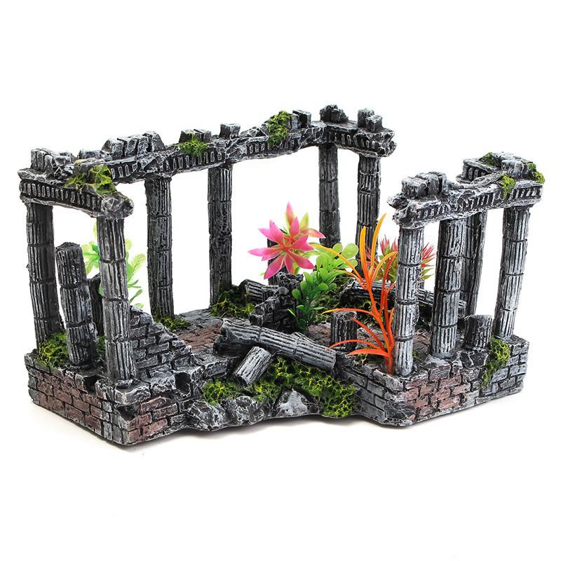 Roman Column Ruins Aquarium Decor: Antique European Castle Ornament Roman Phalanx