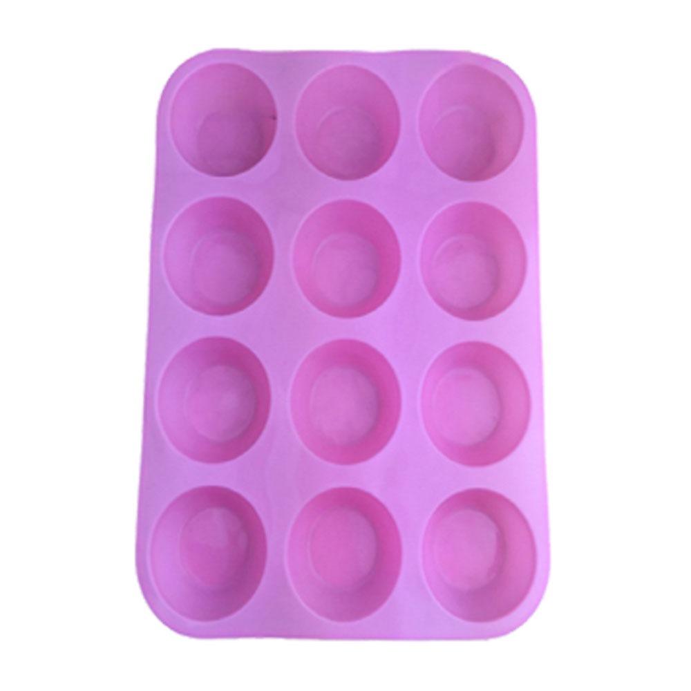 Round 12 Holes Cupcakes Mold Non Stick DIY Baking Mold Silicone Soap Chocolate Muffin Baking Pan Kitchen Tools