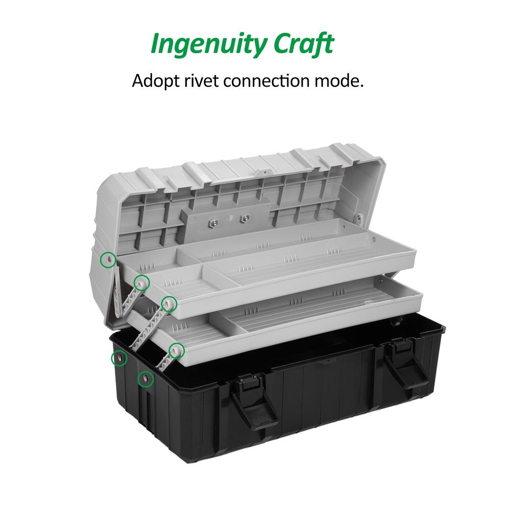 Plastic Storage Toolbox, 3 Layer Portable Tool Box, Hobby or Craft Storage Toolbox, Multiplication Tool Organizer for