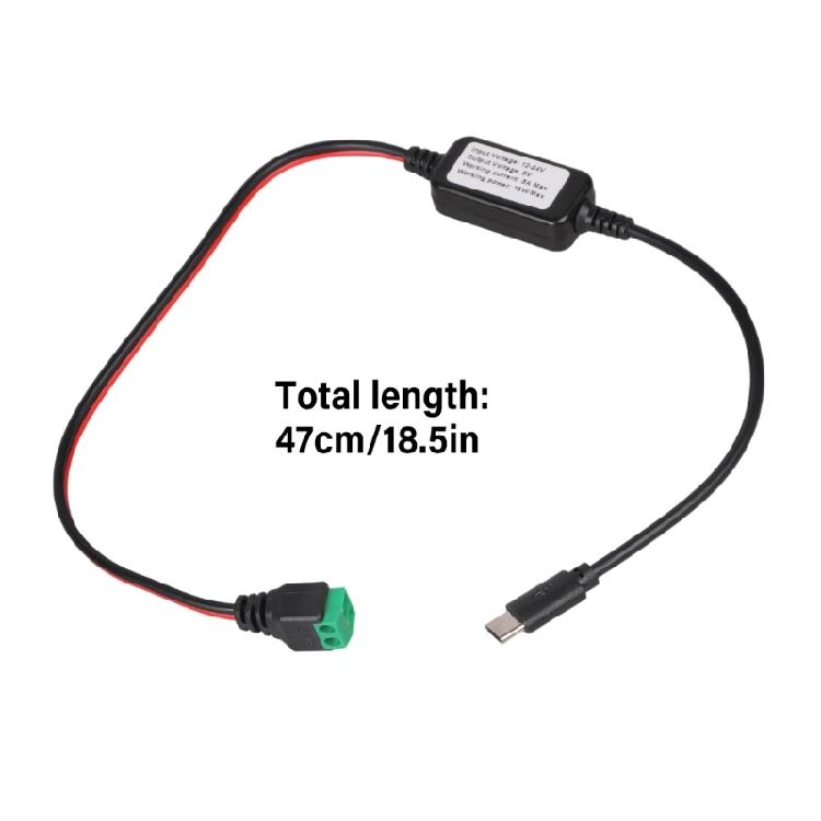 DC12V 24V To 5V Type C Charging Cable With Overcurrent Protections For Phones And Small Devices