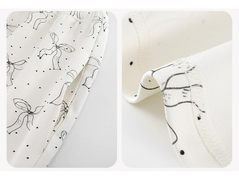 Women's Pure Cotton Long Sleeve Pajama Set - Casual Two-Piece with Simple Print for Home or Outwear