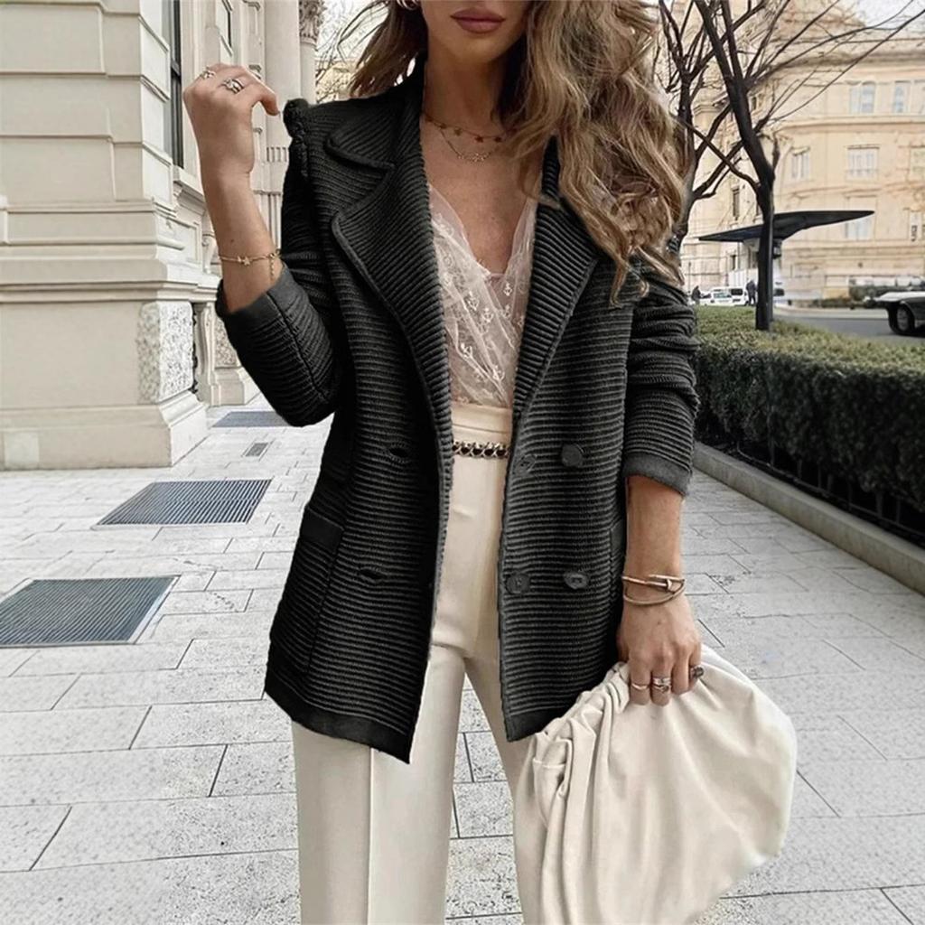 Autumn and Winter Women's Casual Coat Texture Corduroy Long-sleeved Jacket