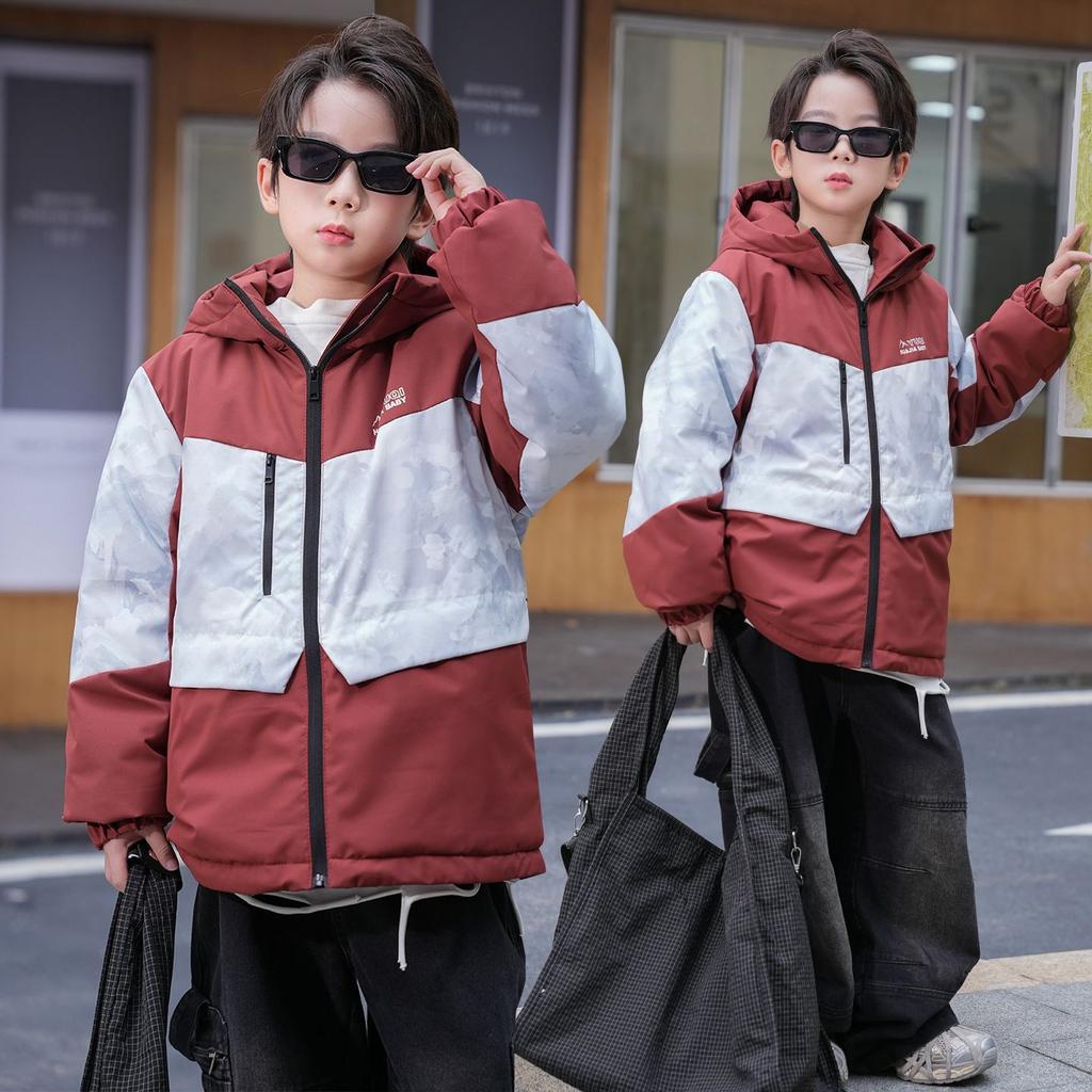 Boys' Thick, Fleece-Lined Parka: Winter Children's Hooded Cotton Coat