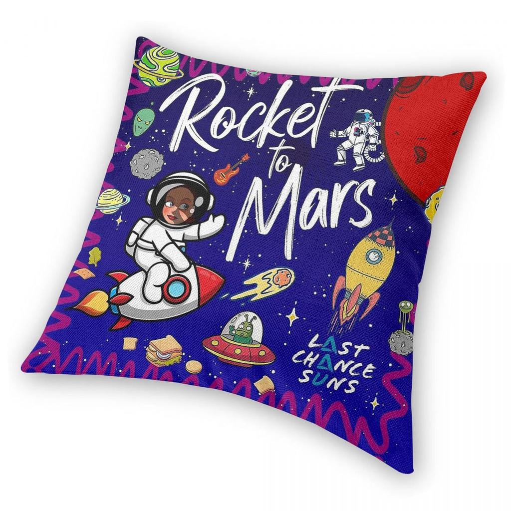 Rocket To Mars Square Pillowcase Polyester Linen Velvet Creative Zip Decor Car Cushion Cover 45X45