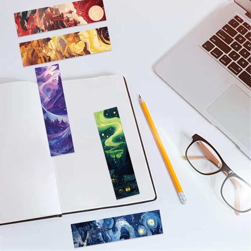 30Pcs Oil Painting Theme Bookmarks Gift for Book Lover Writer, Paper Reading Bookmarks Book Page Holder for Reading