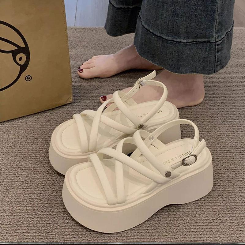 Sandals women's new summer fashion versatile summer heightening platform muffin Roman shoes women go out