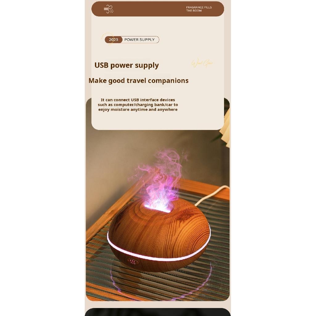 7 colores Fire Flame Wood grain aromatherapy machine humidifier Aroma Diffuser Air Ultrasonic Mist Maker Fogger Aroma Air Fresheners 2