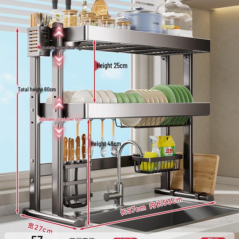 Danle Double-Layer Kitchen Sink Dish Drying Rack