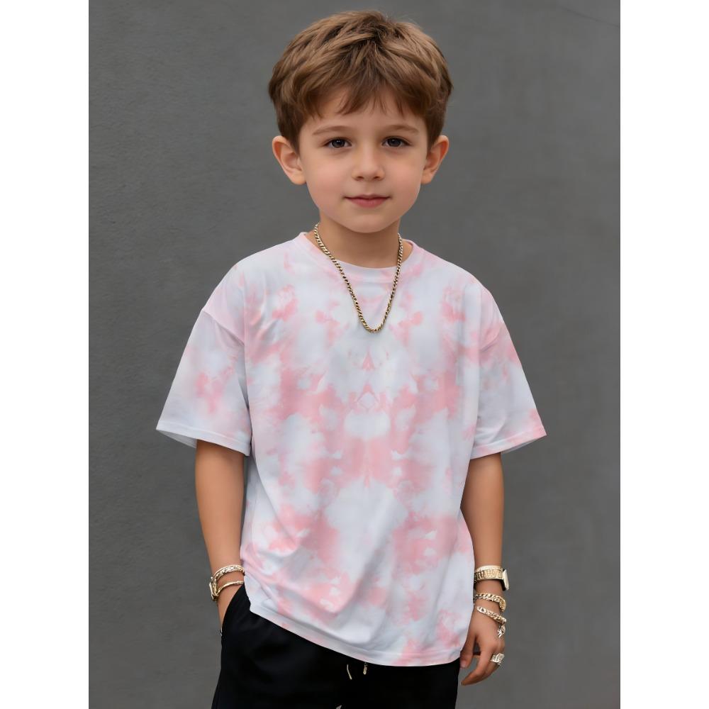 

Fashionable round neck T-shirt for boys and girls. Clean tie-dyed T-shirt short-sleeved fabric. Absorbs sweat and does not stuffy. 100