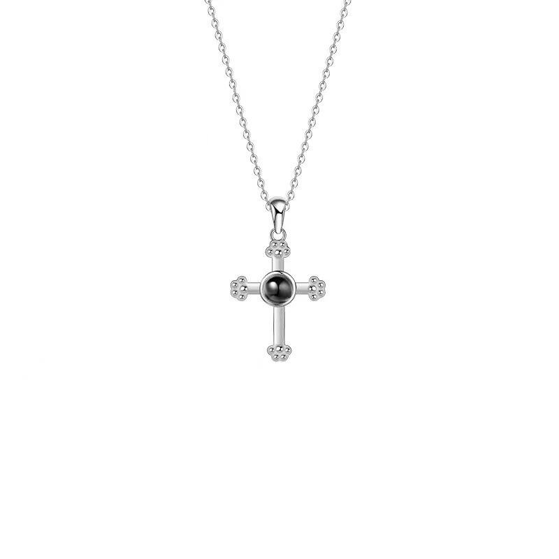 Multilingual Projection Necklace: Customizable Titanium Steel, Non-Fading, with Color Photo Engravings