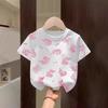 Children's Short-sleeve T-shirt, Summer Girls' Casual Versatile Pure Cotton Top, Cartoon Crew Neck Children's Wear