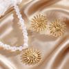 Böhmische Ohrringe Halskette Unregelmäßige Kette Imitation Perlen Halskette Retro Abgenutzte Sonnenform Ohrstecker Gesicht Schlankmachender Schmuck