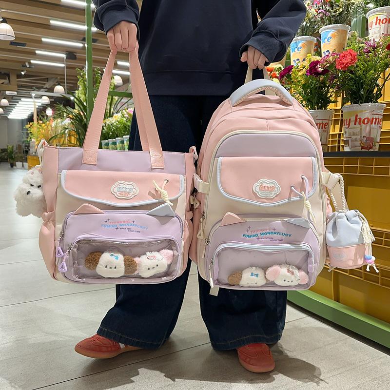 Schoolbag wholesale niche junior high school student schoolbag high value college style girl backpack Oxford cloth cute cartoon baby bag girl