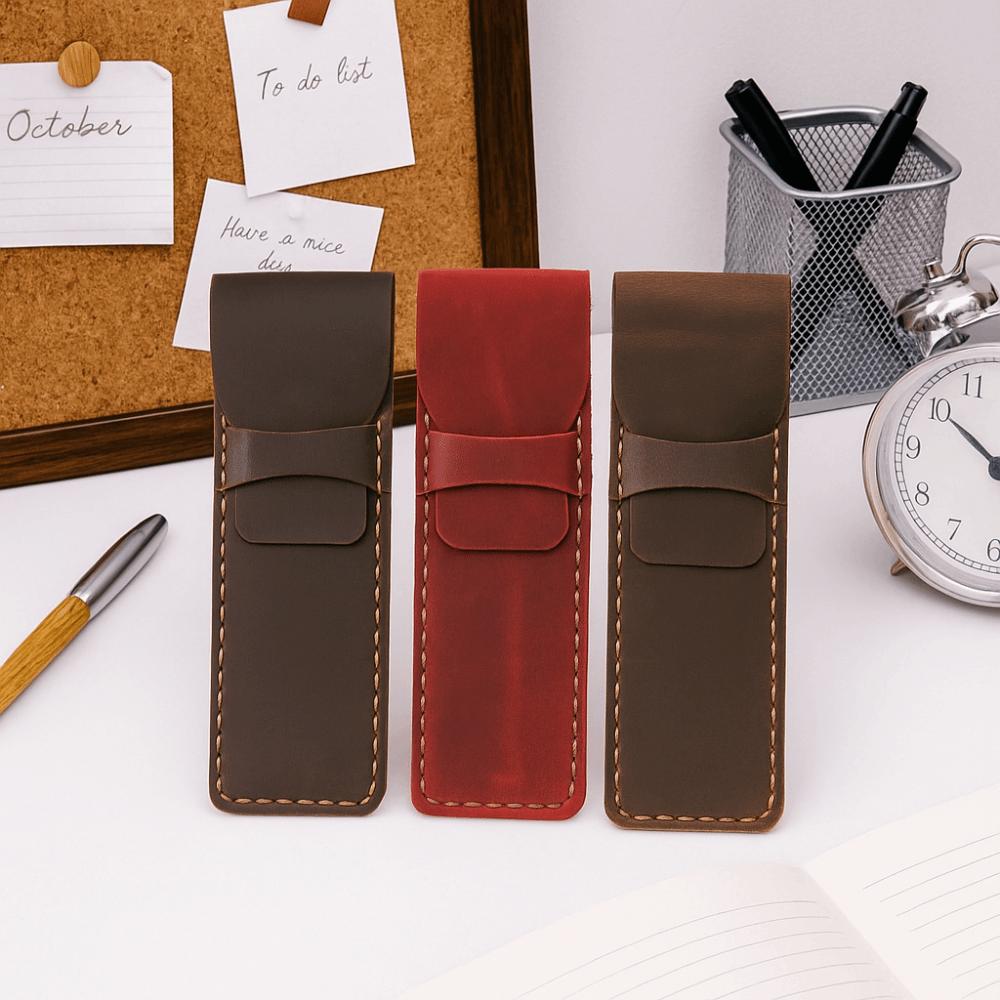 Holder Pen Protective Bag PU Leather Pen Storage Pouch Leather Pen Bag  Desk Accessory